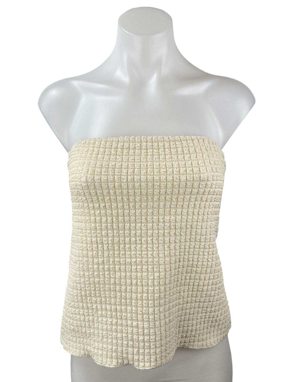 NEW Dissh Alex Cream Strapless Sleeveless Bandeau Textured Blouse Top Size XL